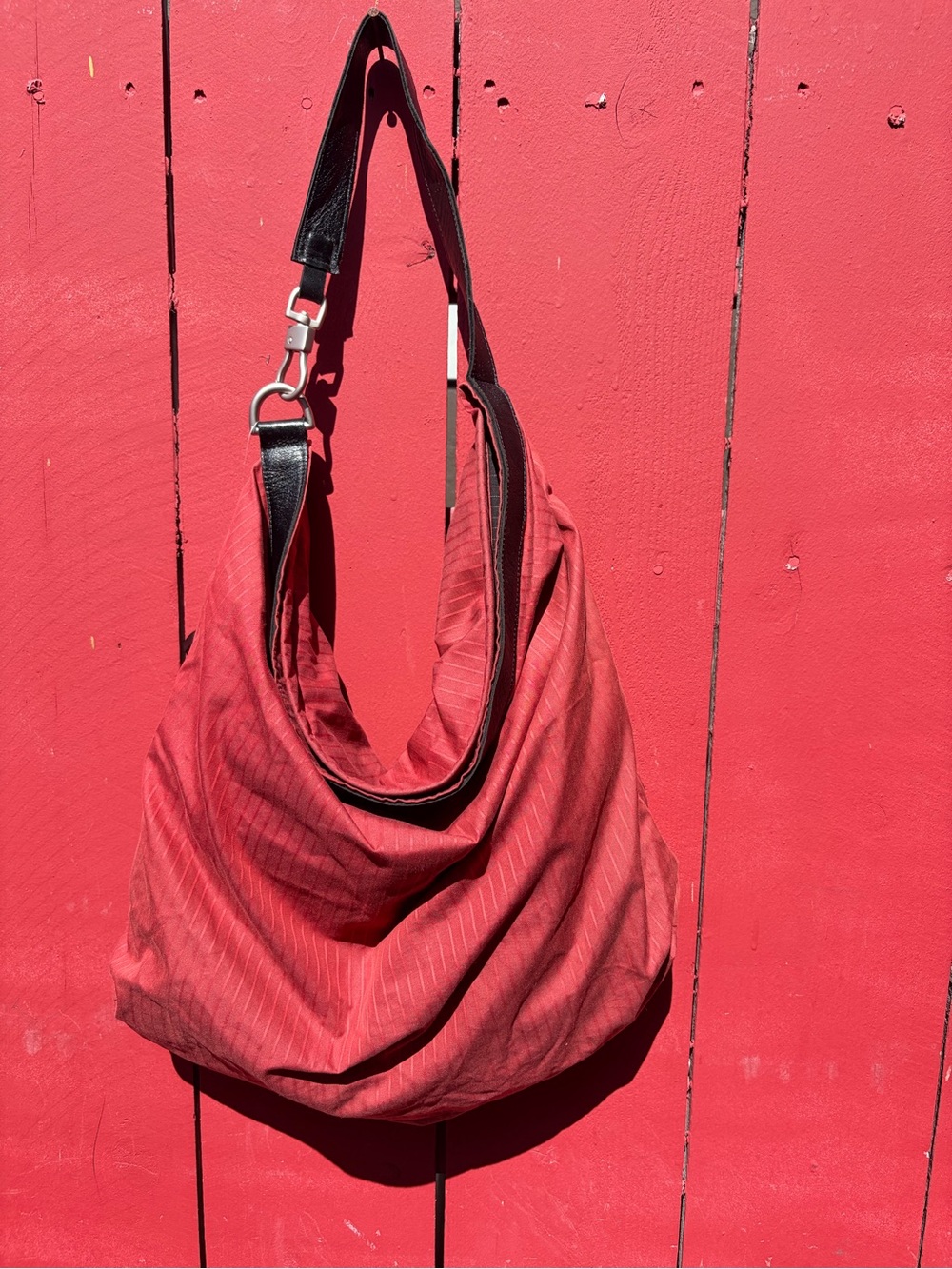 Daniella Lehavi Red Hobo Shoulder Bag with Black Strap